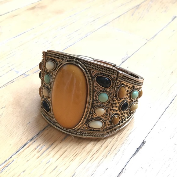 Jewelry - Large stone bracelet cuff boho